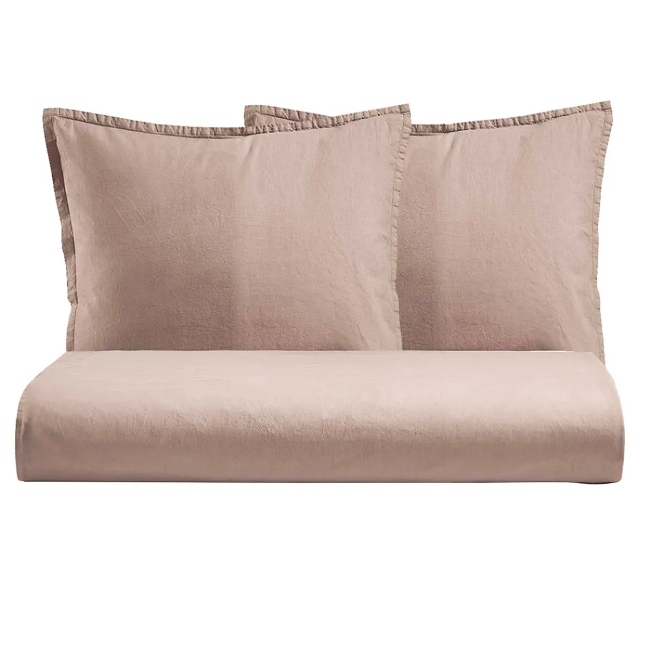 Conjunto de capa de edredom duplo em algodão puro tingido com 2 fronhas - Delicacy Viadurini