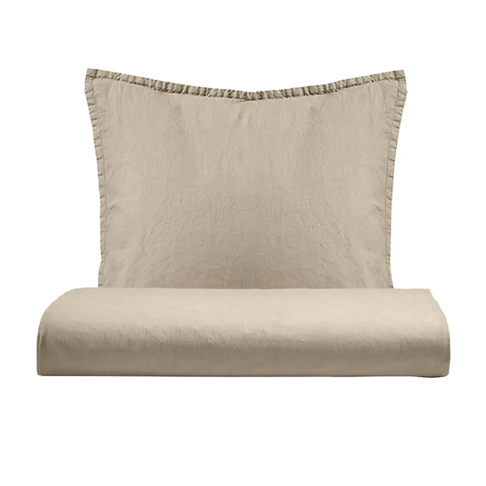 Conjunto de capa de edredom simples em algodão puro tingido com 1 fronha - Delicacy Viadurini