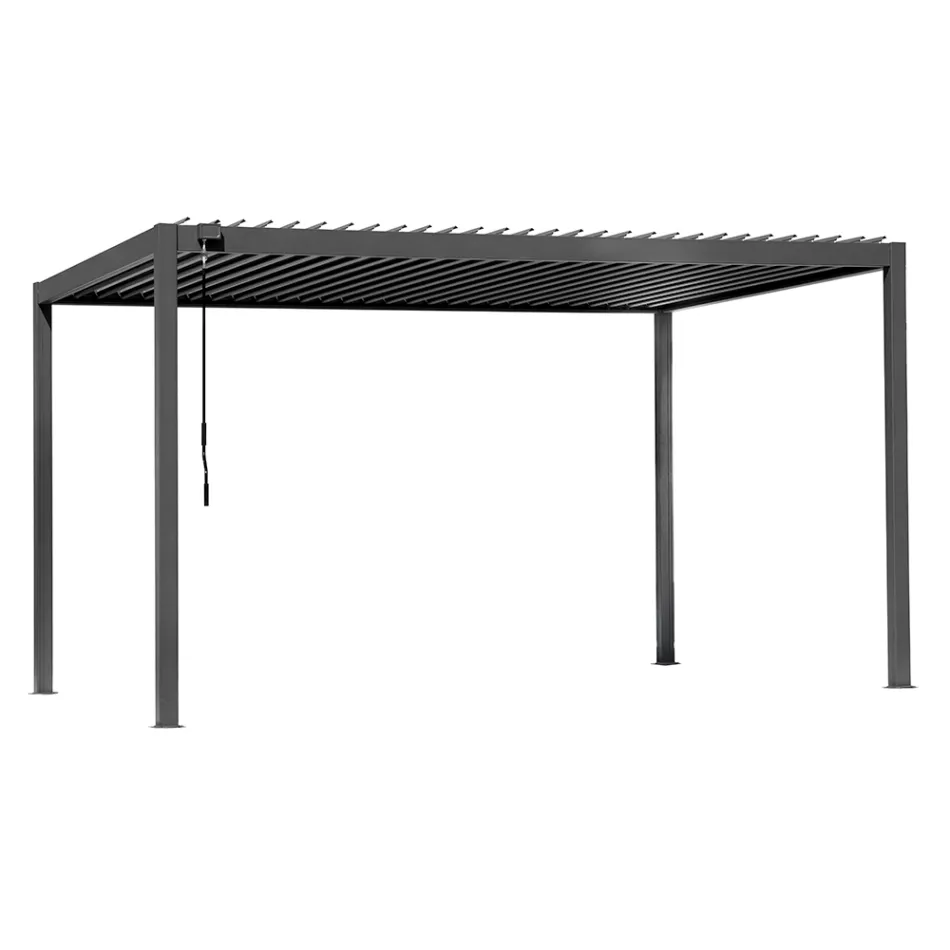 Pérgola de alumínio antracite com teto ajustável - Vitta Viadurini