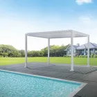 Pérgola de alumínio branco com teto ajustável - Vita Viadurini