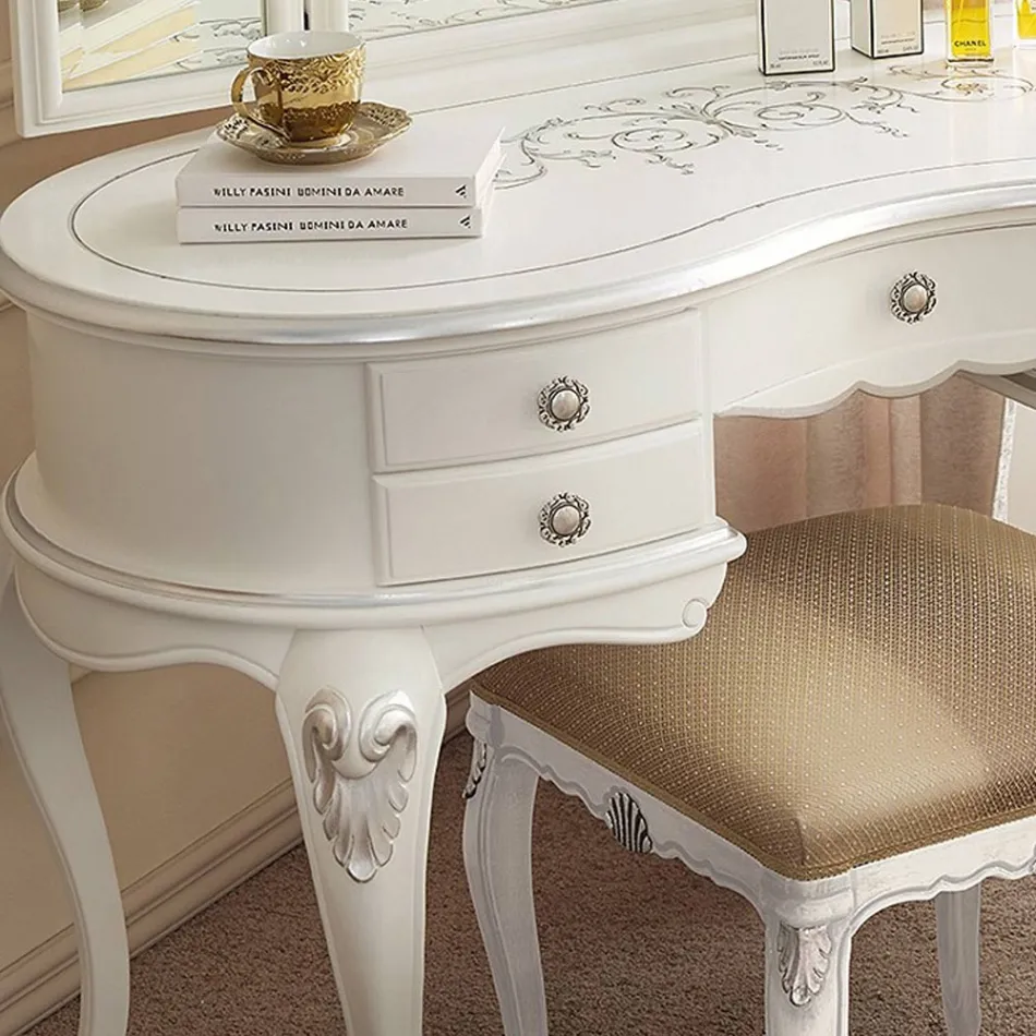 Pente de maquiagem de madeira clássico com espelho feito na Itália - Cambrige Viadurini