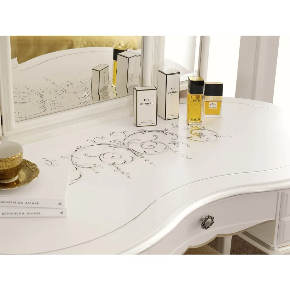 Pente de maquiagem de madeira clássico com espelho feito na Itália - Cambrige Viadurini