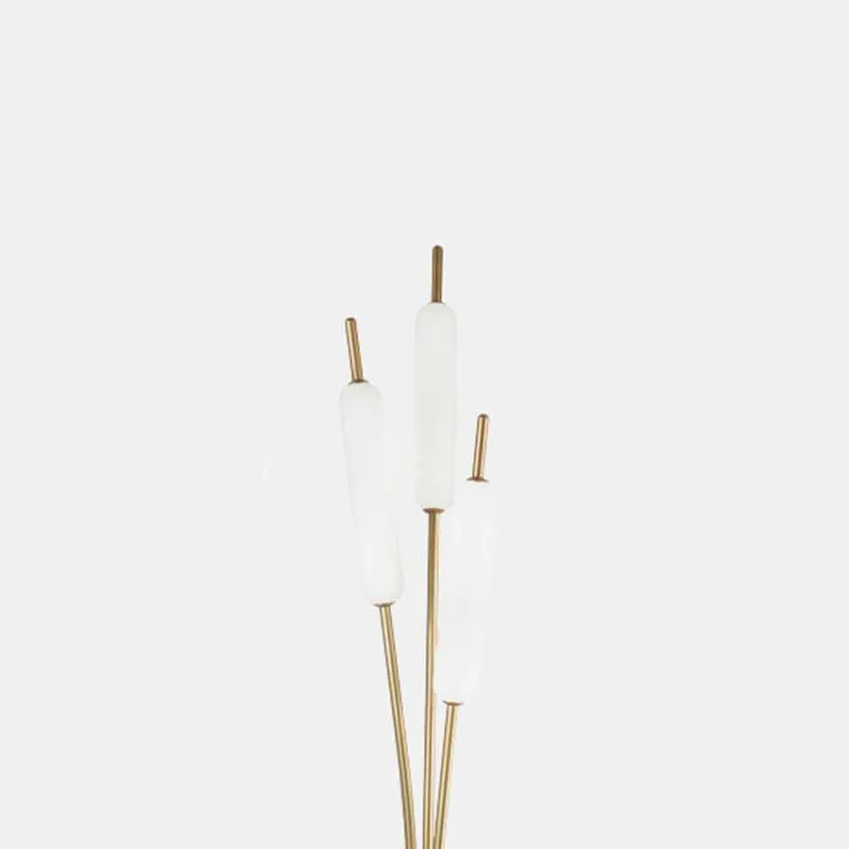 Candeeiro de pé com 3 luzes em latão e vidro com design elegante e moderno - Typha by Il Fanale Viadurini
