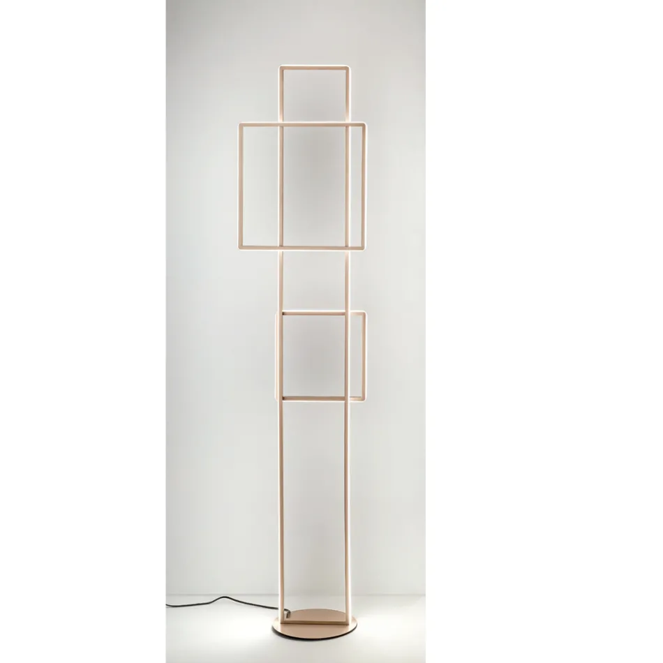 Candeeiro de pé LED de design em ouro ou metal pintado de prata - formal Viadurini