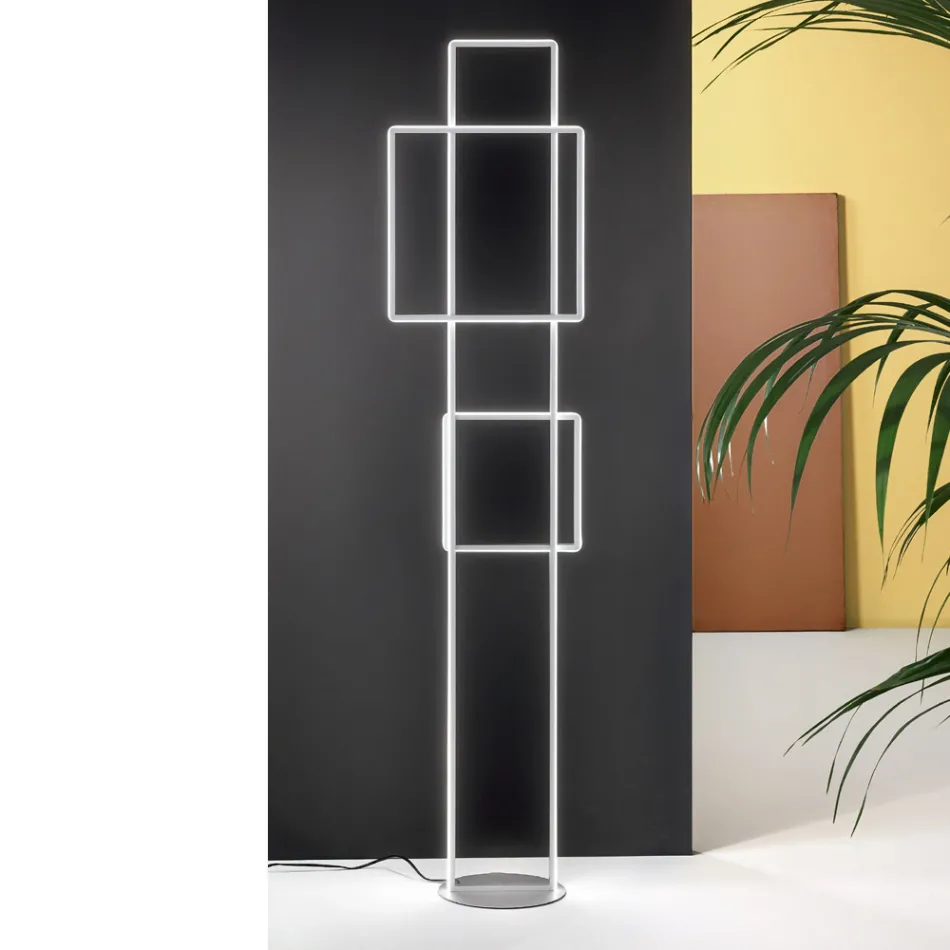 Candeeiro de pé LED de design em ouro ou metal pintado de prata - formal Viadurini