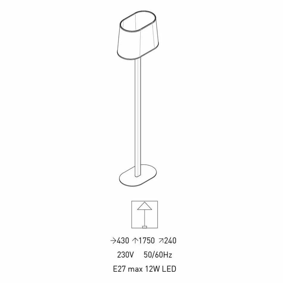 Candeeiro de chão de design moderno em metal com abajur de tecido Made in Italy - Jump Viadurini