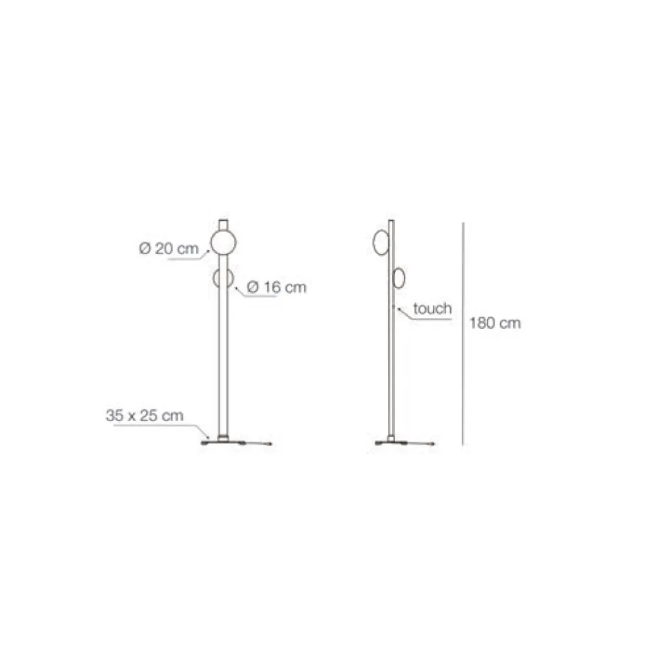 Luminária de chão Alma em alumínio e vidro soprado branco Viadurini