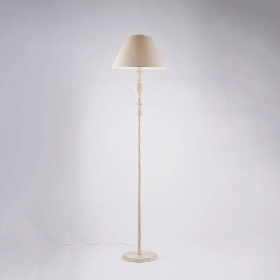 Luminária de chão e abajur em madeira e ferro, fabricados na Itália, para decoração de interiores - Toscana Viadurini