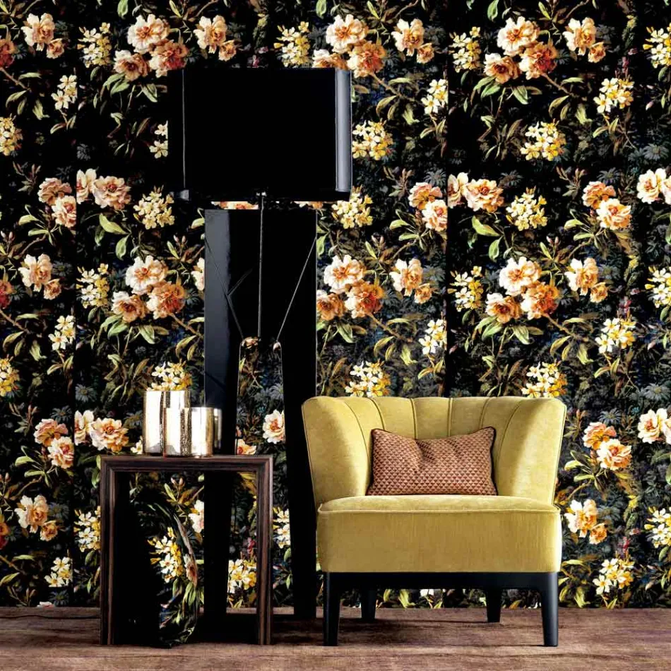 Lâmpada de assoalho de madeira e tecido Grilli Zarafa made in Italy Viadurini