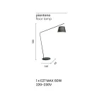 Candeeiro de chão de metal com cortina em Pvc forrada em tecido - Adriana Viadurini