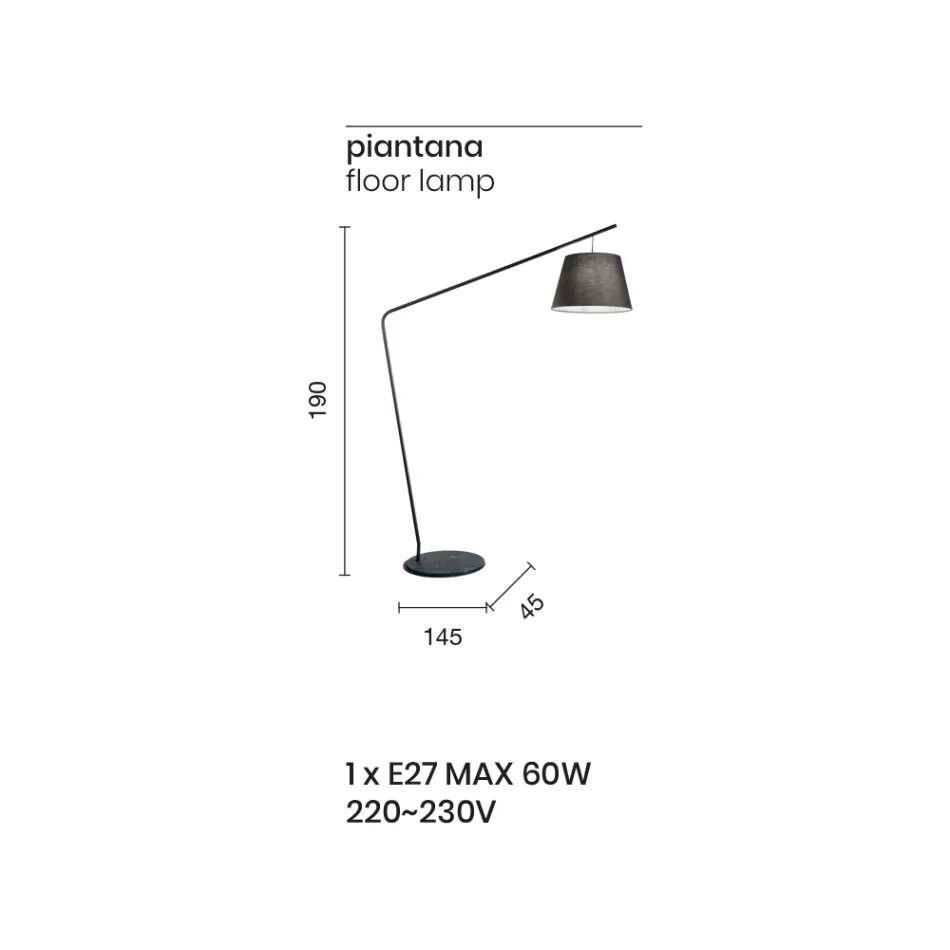 Candeeiro de chão de metal com cortina em Pvc forrada em tecido - Adriana Viadurini