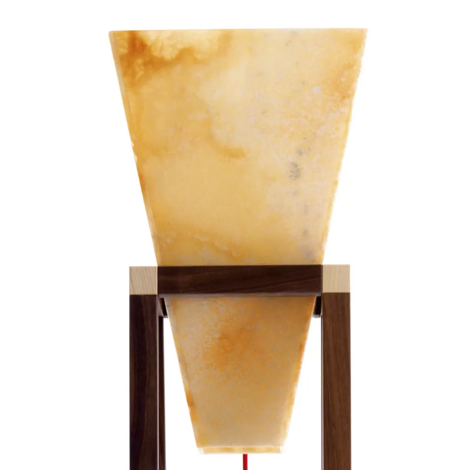Lâmpada de assoalho design em ônix e madeira Grilli York made in Italy Viadurini