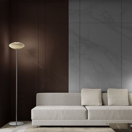 Candeeiro de pé de vidro veneziano com nervuras e soprado à mão - Dafne Viadurini