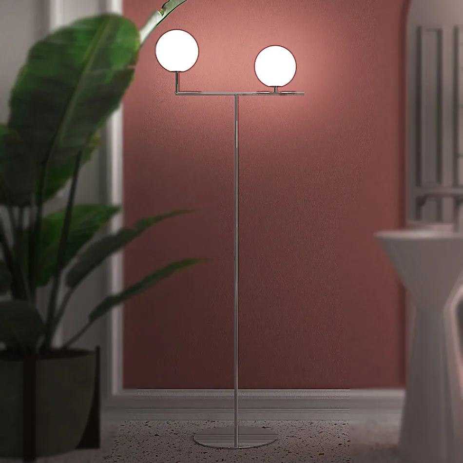 Candeeiro de pé moderno em vidro veneziano fundido à mão - neve Viadurini