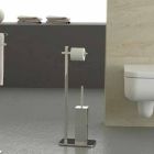 Suporte de ferro de design moderno para escova de vaso sanitário e rolo feito na Itália - Cali Viadurini