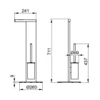 Suporte de escova de vaso sanitário de pé e rolo de banho em alumínio branco ou preto - Alcade Viadurini