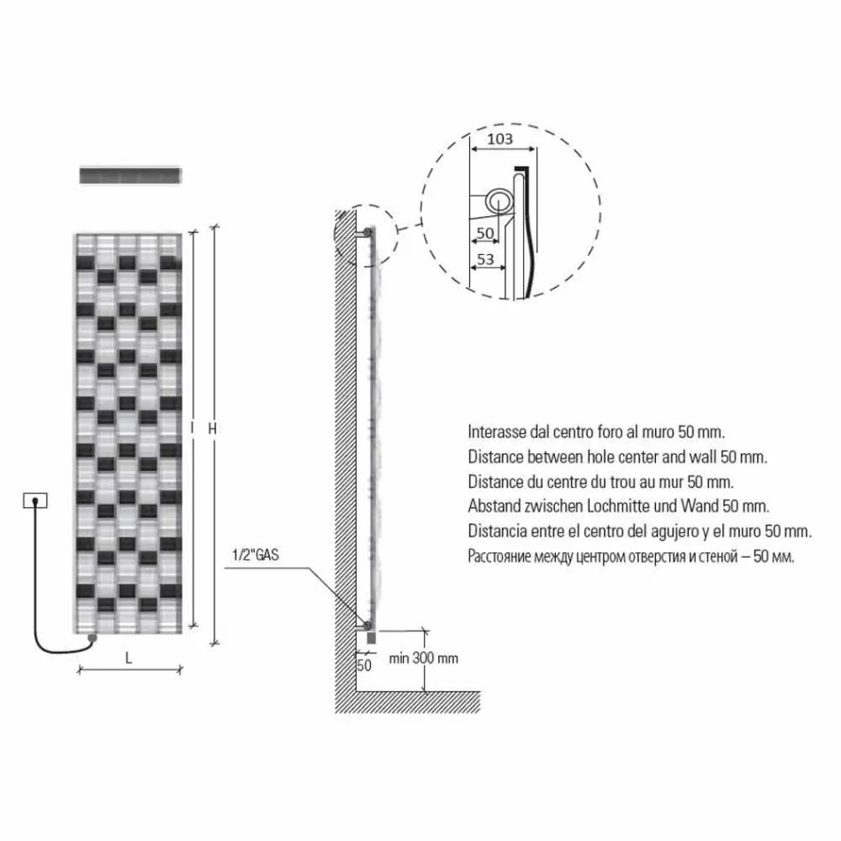 Placa radiante elétrica de aço com design de 5 barras de até 1000 Watt - rio Viadurini