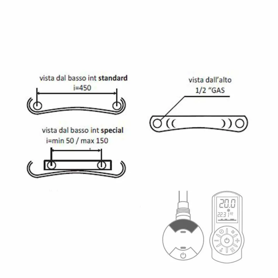 Radiador de parede moderno de placa radiante elétrica de até 1000 W - curvado Viadurini