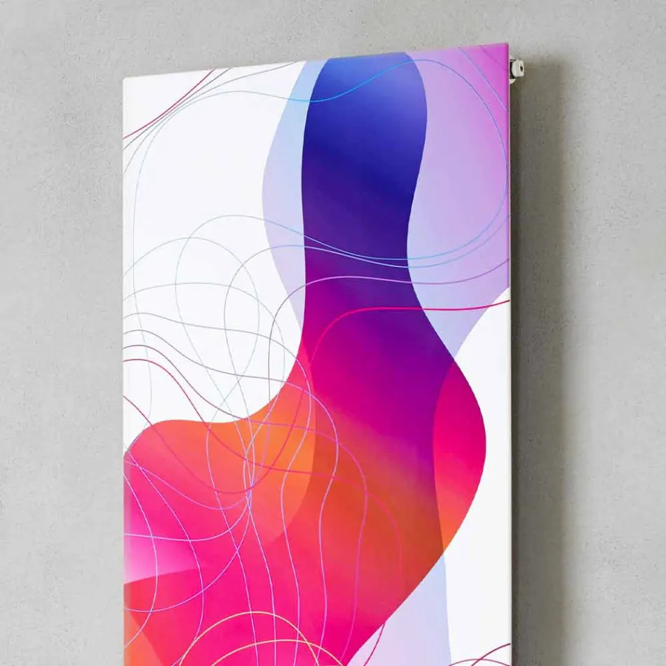 Placa radiante hidráulica montada na parede em aço com decoração 839 Watt - Kelvin Viadurini