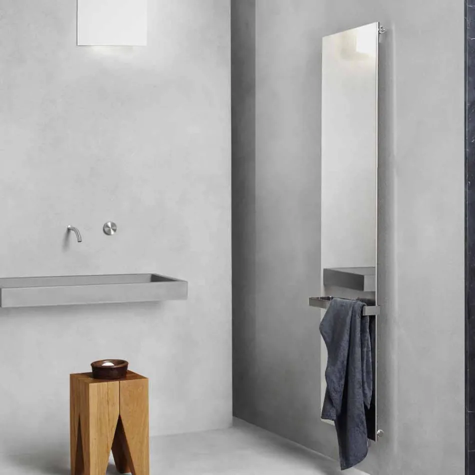 Placa radiante elétrica vertical em aço inoxidável Reflex Design 1000 W - Ice Viadurini