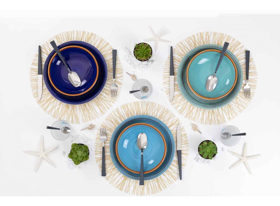 Pratos coloridos e modernos 18 peças em serviço completo de mesa em grés - Egadi Viadurini