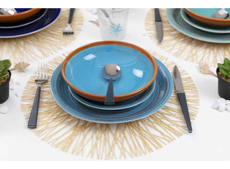 Pratos coloridos e modernos 18 peças em serviço completo de mesa em grés - Egadi Viadurini