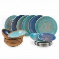 Pratos coloridos e modernos 18 peças em serviço completo de mesa em grés - Egadi