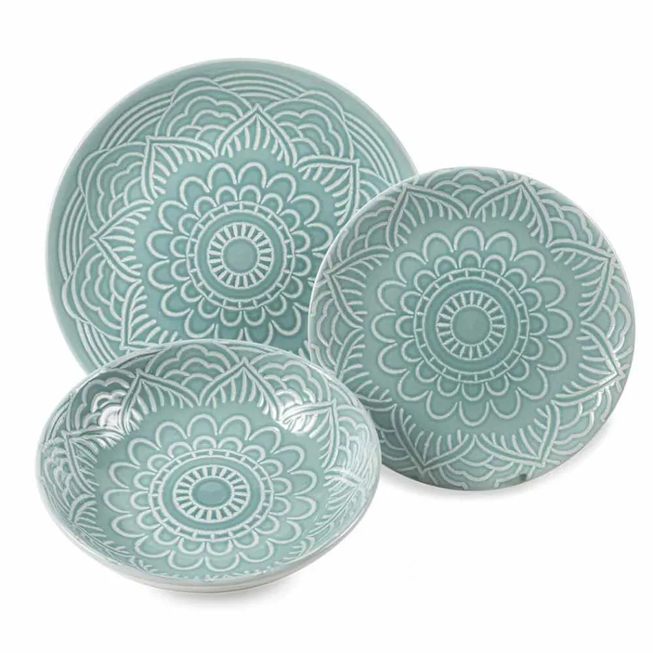 Pratos coloridos modernos Serviço de mesa completa de 18 peças em Gres - Creta Viadurini