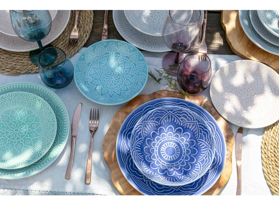 Pratos coloridos modernos Serviço de mesa completa de 18 peças em Gres - Creta Viadurini