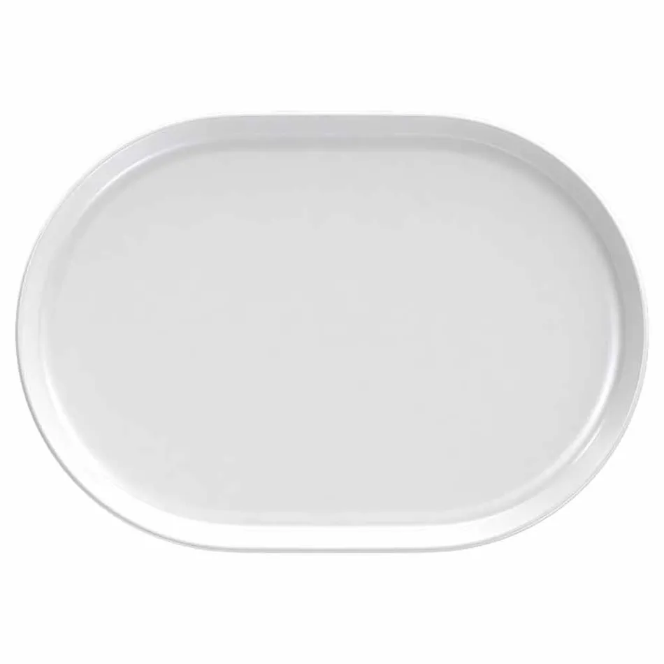 Pratos de serviço modernos de design oval branco em porcelana 4 peças - Ártico Viadurini