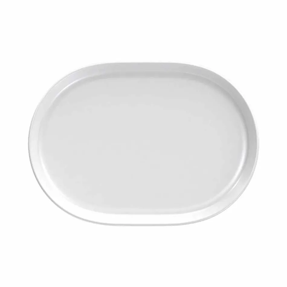 Pratos de serviço modernos de design oval branco em porcelana 4 peças - Ártico Viadurini