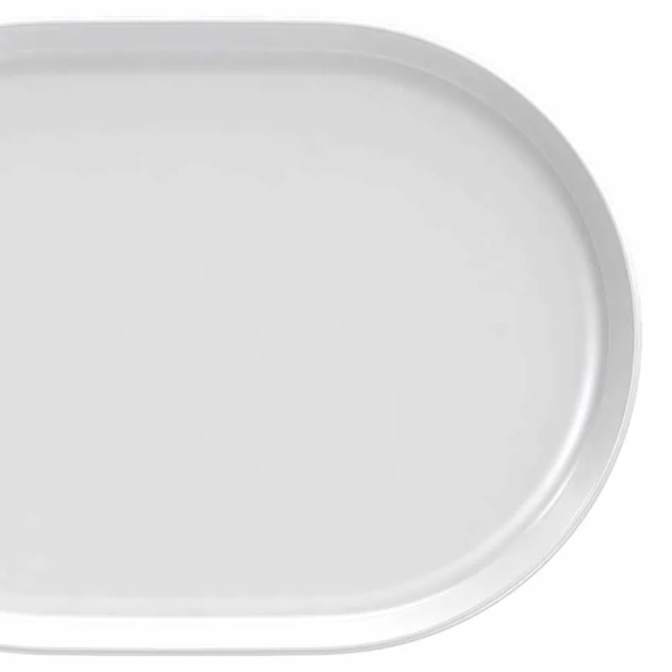 Pratos de serviço modernos de design oval branco em porcelana 4 peças - Ártico Viadurini
