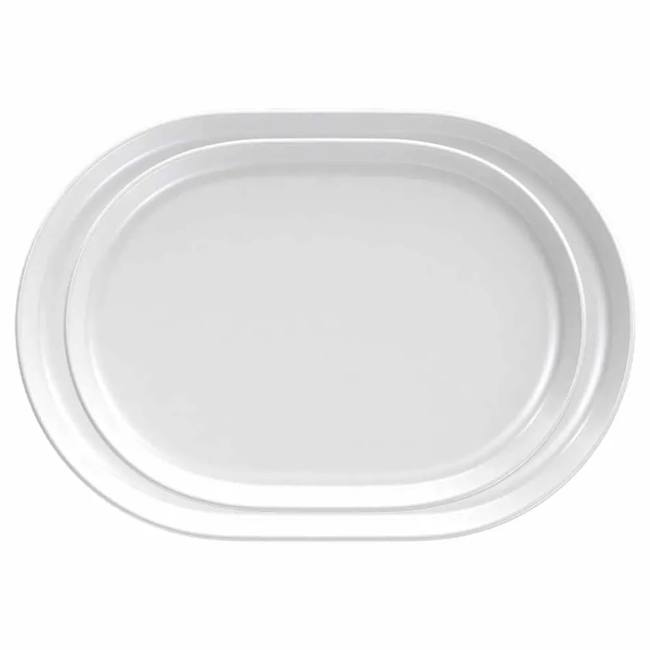 Pratos de serviço modernos de design oval branco em porcelana 4 peças - Ártico Viadurini