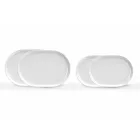 Pratos de serviço modernos de design oval branco em porcelana 4 peças - Ártico Viadurini
