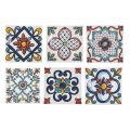 Pratos de mesa quadrados em decorações de porcelana colorida 6 peças - Iglesias