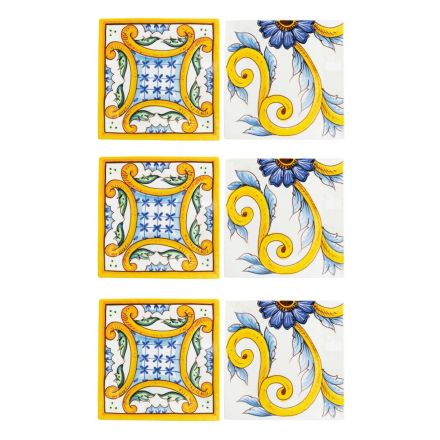 Pratos Quadrados em Porcelana Colorida Majólica Decor 6 Unidades - Azulejo Viadurini