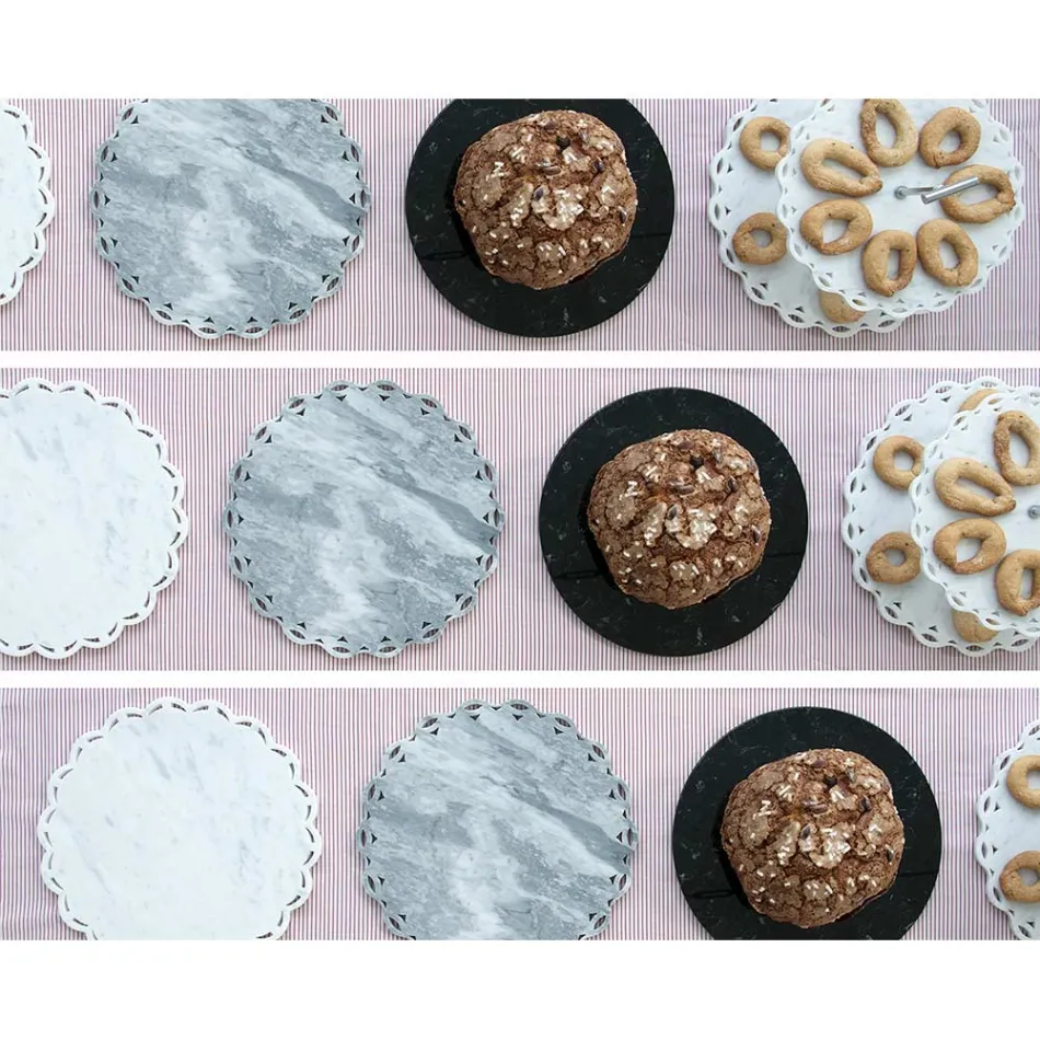 Prato redondo de queijo em mármore branco ou preto fabricado na Itália - Kirby Viadurini