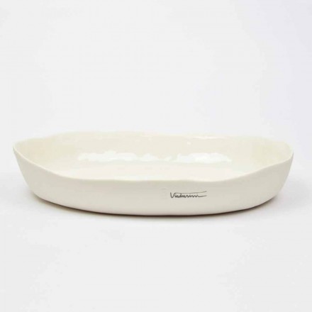 Prato de serviço oval de porcelana branca de design luxuoso - Arcimaesta Viadurini