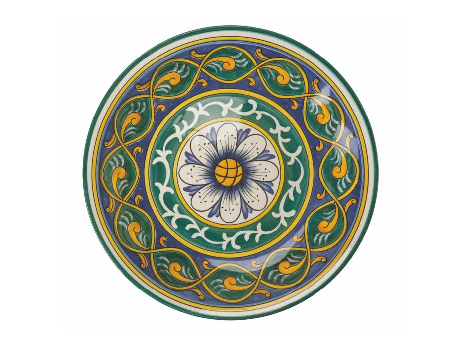 Prato de servir de design redondo em decorações coloridas de dolomita - Cabria Viadurini
