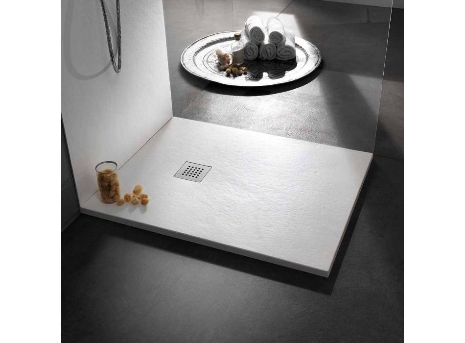 Base de chuveiro 120x70 Design moderno em acabamento com efeito resina de pedra - Domio Viadurini