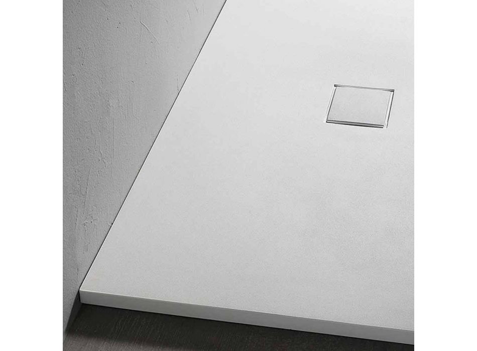 Base de chuveiro de resina 120x80 em acabamento com efeito de veludo branco moderno - Estimo Viadurini