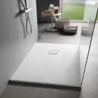 Base para ducha 90x70 em resina com efeito veludo branco com tampa de drenagem - Estimo Viadurini