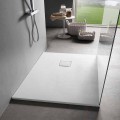 Base para ducha 90x70 em resina com efeito veludo branco com tampa de drenagem - Estimo