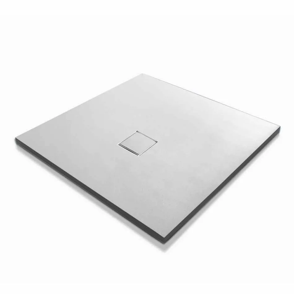 Base de chuveiro quadrada de design 90x90 em efeito veludo de resina branca - Estimo Viadurini