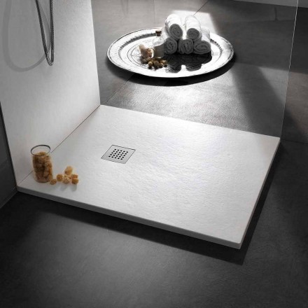 Base de chuveiro com design moderno em efeito pedra resina 100x70 - Domio Viadurini