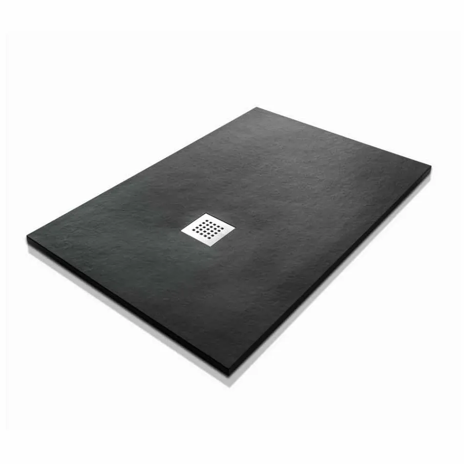 Base de chuveiro moderna 120x80 em pedra e aço com efeito de resina - Domio Viadurini