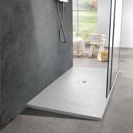 Base de banho moderna em resina branca com acabamento com efeito de ardósia 140x90 - Sommo Viadurini
