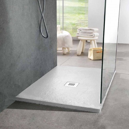 Base de banho quadrada moderna 90 x 90 em resina branca com efeito de ardósia - Sommo Viadurini