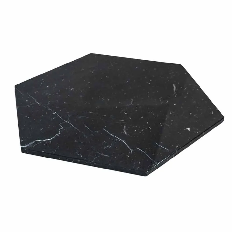 Prato Hexagonal em Mármore Carrara Branco ou Marquinia Preta - Ludivine Viadurini