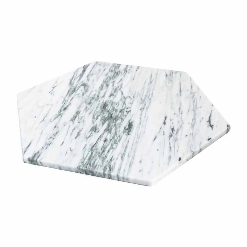 Prato Hexagonal em Mármore Carrara Branco ou Marquinia Preta - Ludivine Viadurini